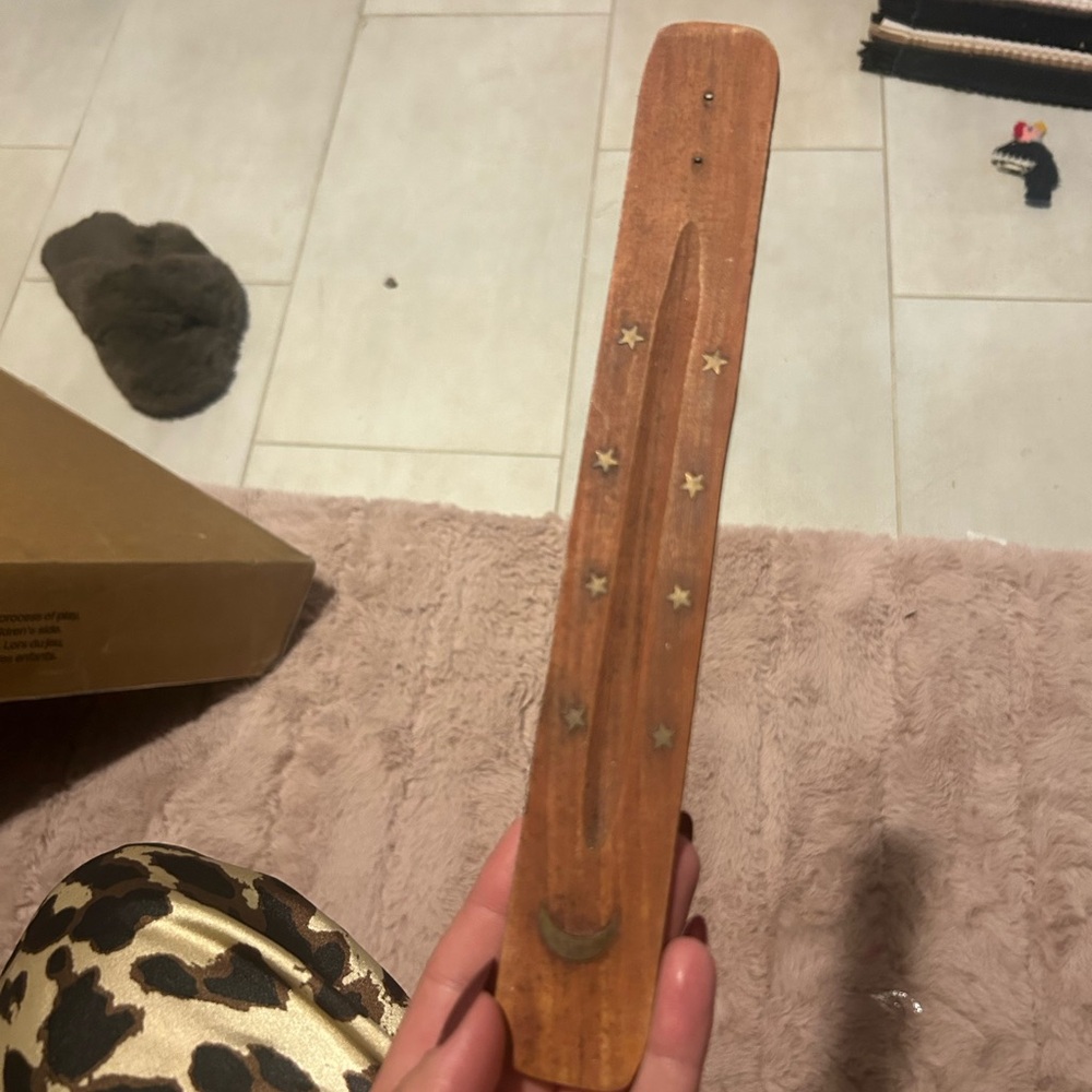 Wooden Incense Holder with Star Design